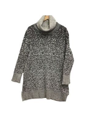 MARLA Wynne knit chunky sweater cowl neck wool blend grey black ecru white 1X